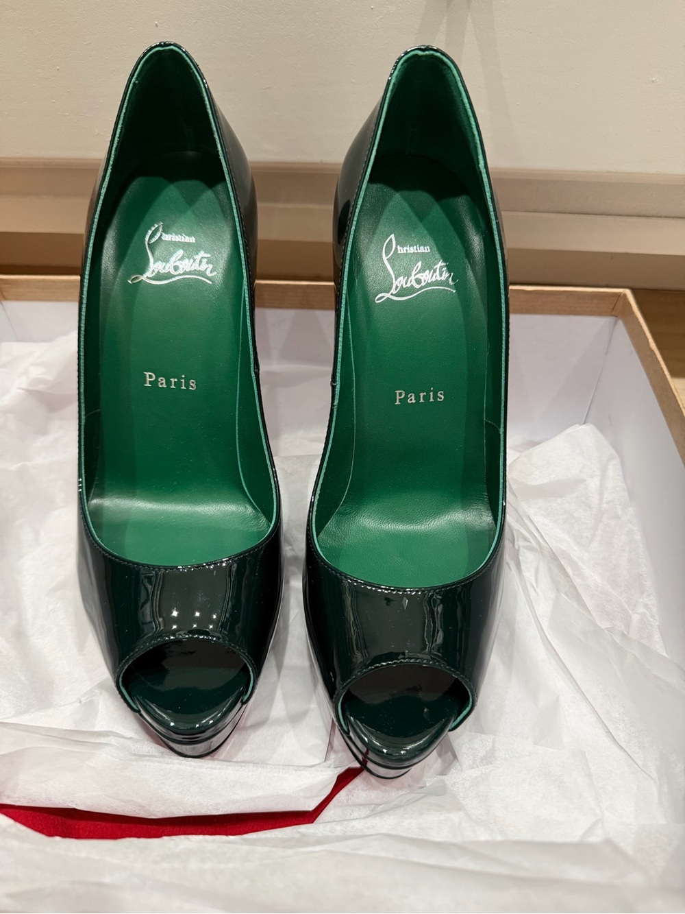 Christian Louboutin Patent Peep Toe Heel Stiletto
